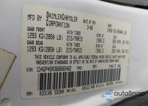 2006 Dodge Caravan Sxt z USA, uszkodzony, nr VIN 1D4GP45R36B682462